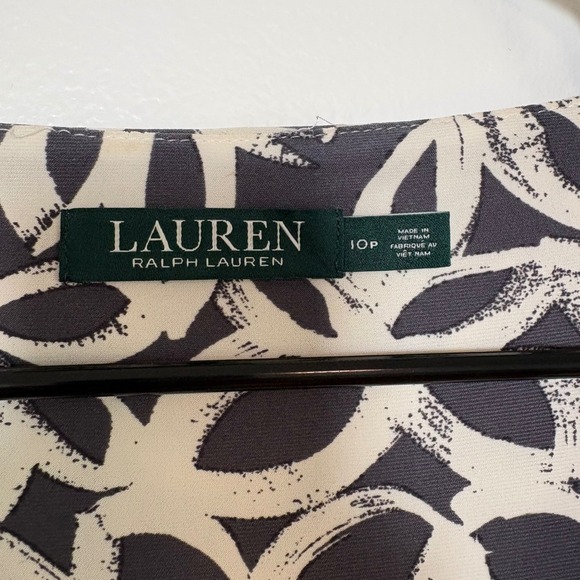 Lauren Ralph Lauren Dress Women's 10P‎ Petite Black Beige Floral 3/4 Sleeve - Picture 2 of 7